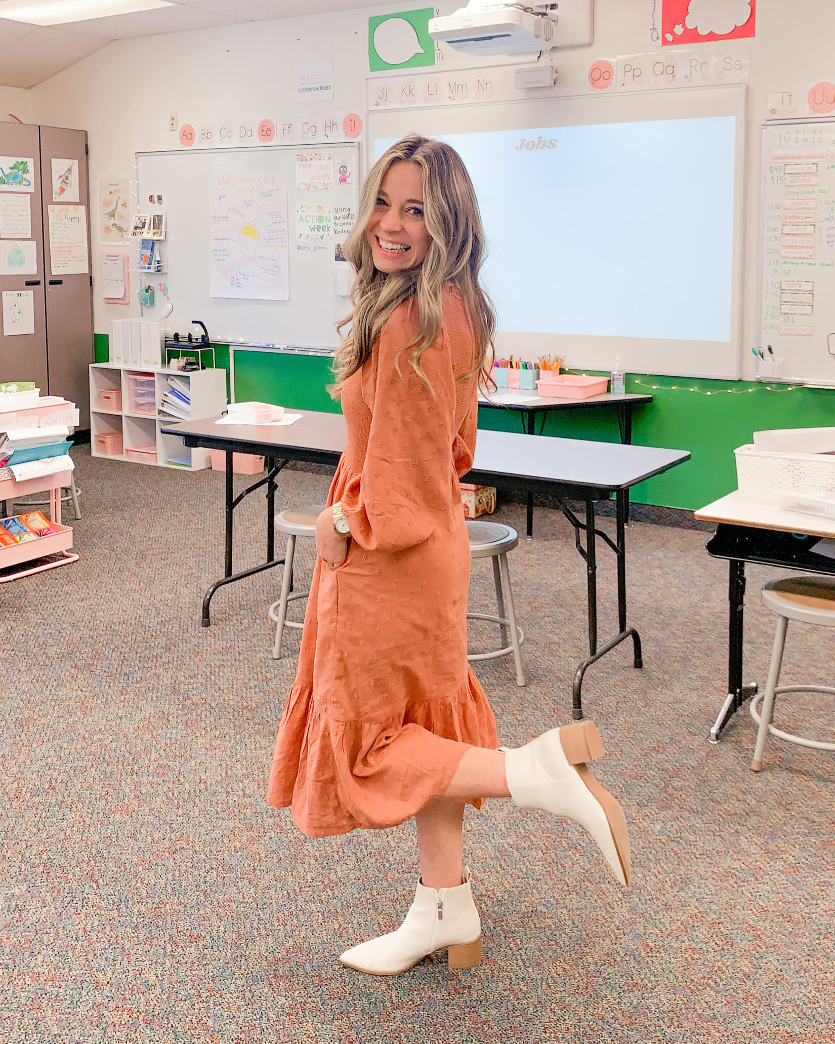 4 ways to wear adobe orange this winter - Teacher Dress Code